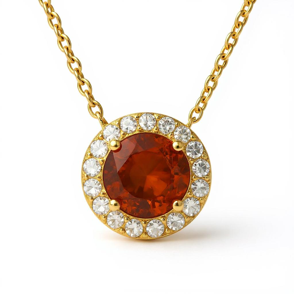 Endless Love Collection 14k Gold w/ Diamond Halo Pendant<br>Portuguese Cut • 5.5mm w/chain