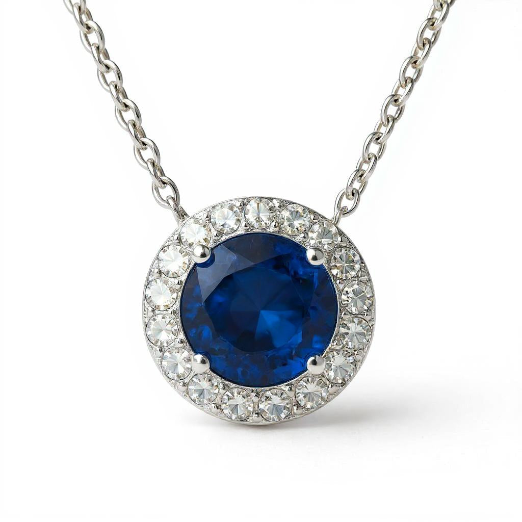 Endless Love Collection 14k Gold w/ Diamond Halo Pendant<br>Portuguese Cut • 5.5mm w/chain