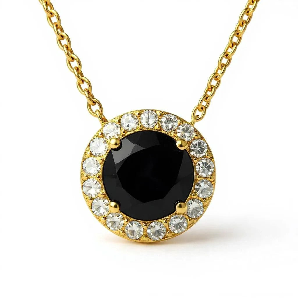 Endless Love Collection 14k Gold w/ Diamond Halo Pendant<br>Portuguese Cut • 5.5mm w/chain